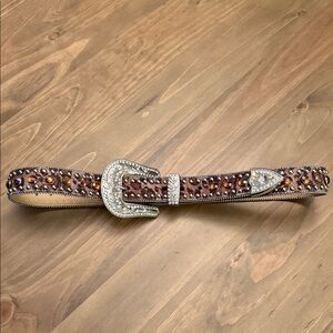 Blazin Roxx Women’s Belt Embellished Brown Belt with Silver Buckle